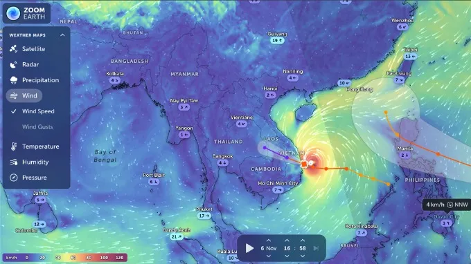 Cách theo dõi bão số 13 bằng Zoom Earth