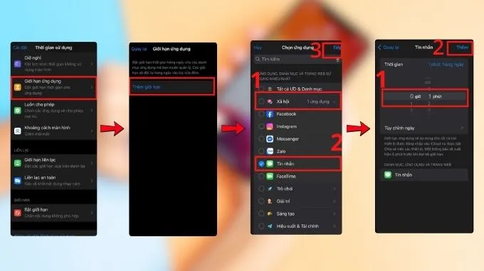 Cách khóa tin nhắn trên iPhone bước 2 và 3