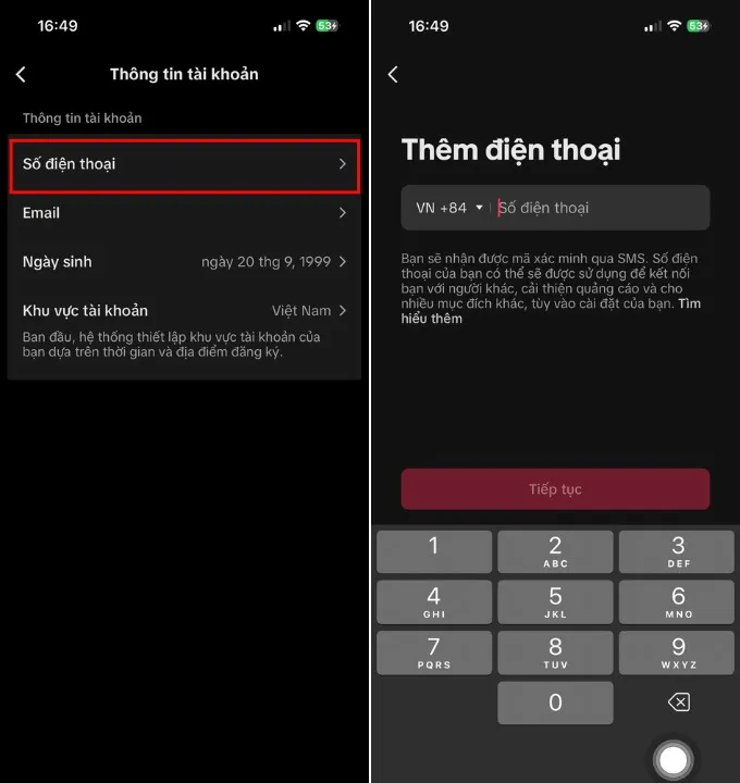 Cách xác minh số điện thoại cho tài khoản TikTok