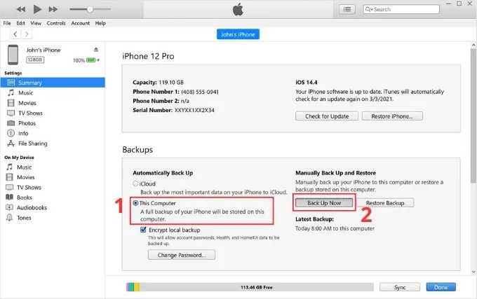 Sao lưu dữ liệu iPhone trước khi xóa