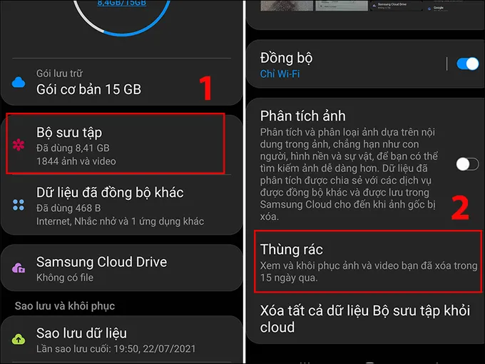 Lấy lại ảnh đã xóa bằng Samsung Cloud