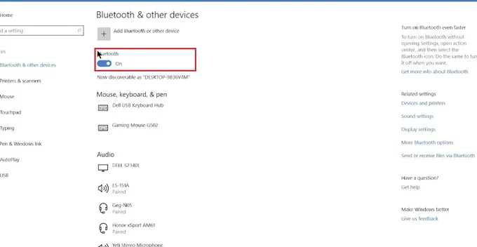 Kích hoạt Bluetooth trên Win 10