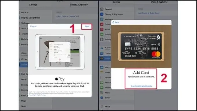 Cách thêm thẻ Apple Pay trên iPad