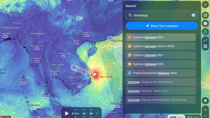 Cách theo dõi bão số 13 bằng Zoom Earth