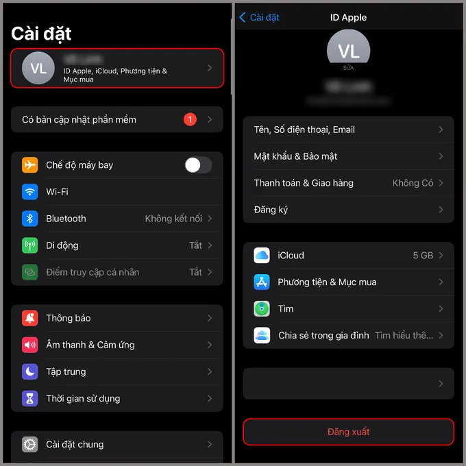 Đăng nhập lại tài khoản Apple ID