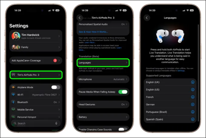 Hướng dẫn sử dụng tính năng dịch trực tiếp trên AirPods