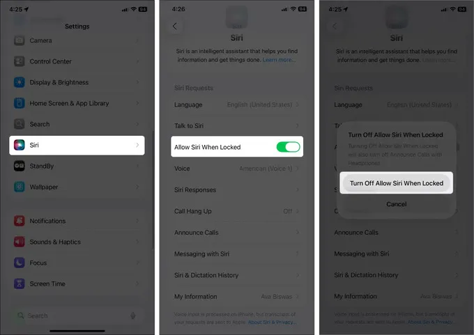Vô hiệu hóa Siri trên màn hình khóa