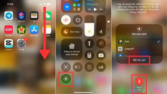 Cách quay màn hình iPhone có tiếng