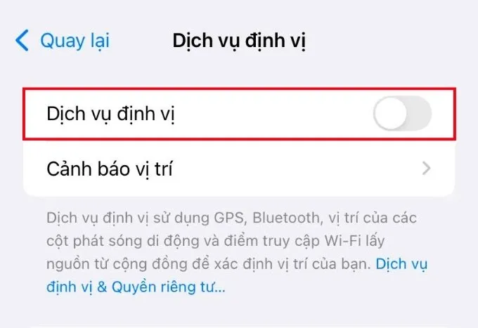 Tắt định vị khi không cần thiết