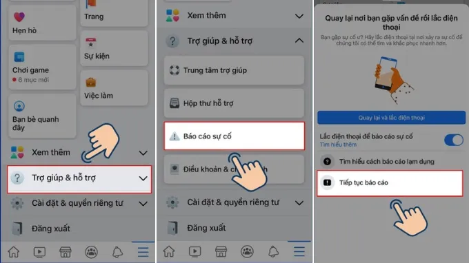 Liên hệ hỗ trợ từ Facebook