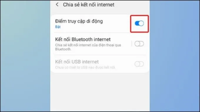Bật chia sẻ Wifi trên Samsung bằng dữ liệu di động