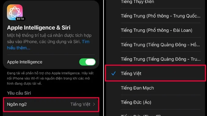 Cách bật Apple Intelligence tiếng Việt trên iPhone