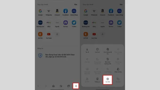 Xóa bộ nhớ đệm trong trình duyệt Internet trên Samsung