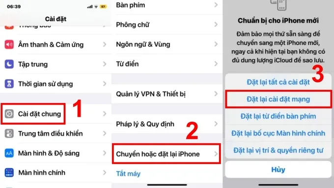 Đặt lại cài đặt mạng để khắc phục lỗi iPhone không nhận được Email