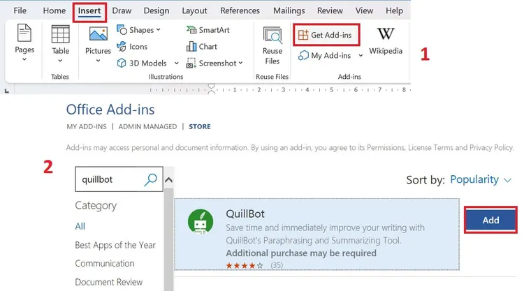 Hướng dẫn sử dụng Quillbot trên Microsoft Word