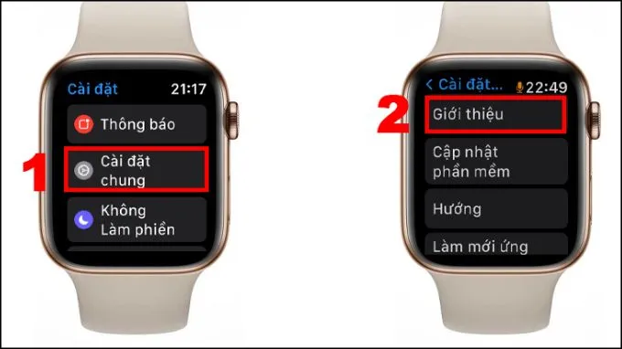 Vào mục Giới thiệu để xem số IMEI hoặc số Serial Apple Watch