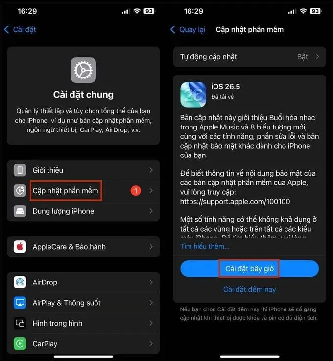 Cập nhật phiên bản iOS mới nhất
