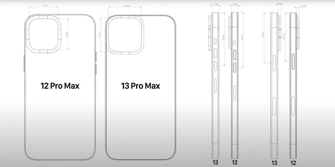 So sánh kích thước cụm camera giữa iPhone 13 Pro Max và iPhone 12 Pro Max