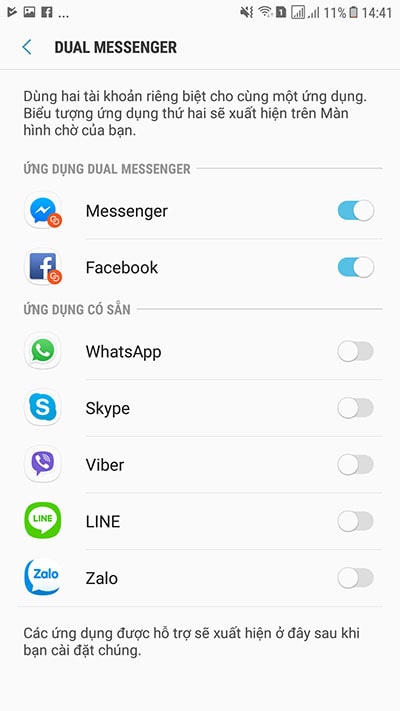 Tính năng Dual Messenger tiện lợi có trên Note 8