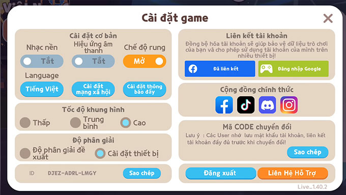 Chuyển đổi tài khoản Play Together từ quốc tế sang Việt Nam mới