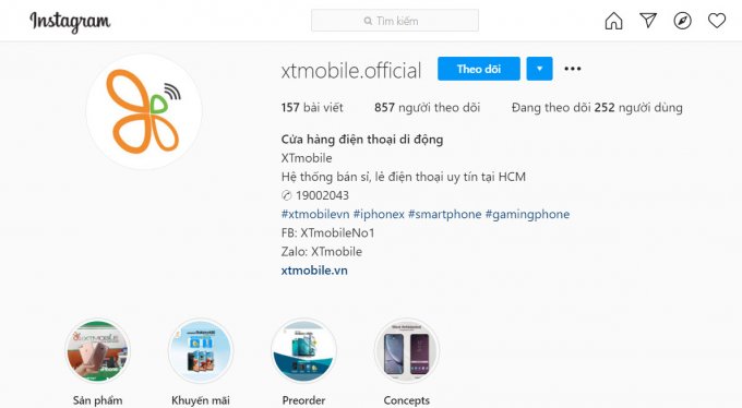instagram chính thức của XTmobile