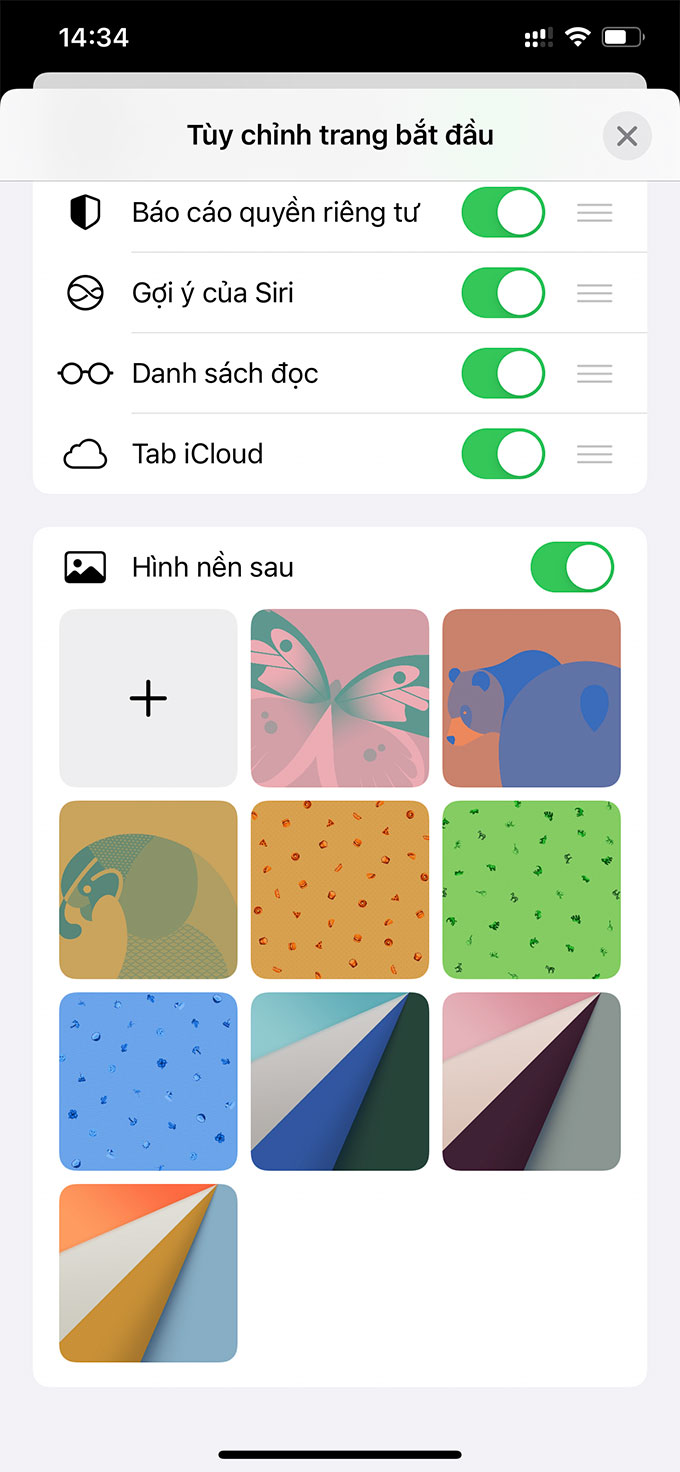 Cách thay đổi màn nền cho ứng Safari trên iPhone bước 3