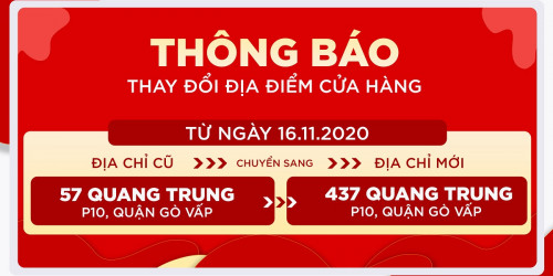 Thông báo thay đổi địa điểm cửa hàng XTmobile tại Quang Trung, Gò Vấp
