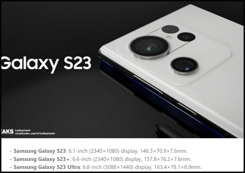 Thông số kích thước của Samsung Galaxy S23 series