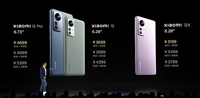 Giá cả và màu sắc của dòng Xiaomi 12