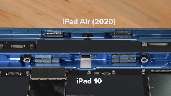 Camera trước trên iPad Gen 10 chiếm hết không gian của nam châm sạc hỗ trợ Apple Pencil 2