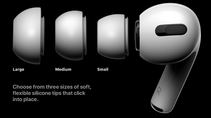 3 kích thước đệm tai khác nhau trên Airpods Pro